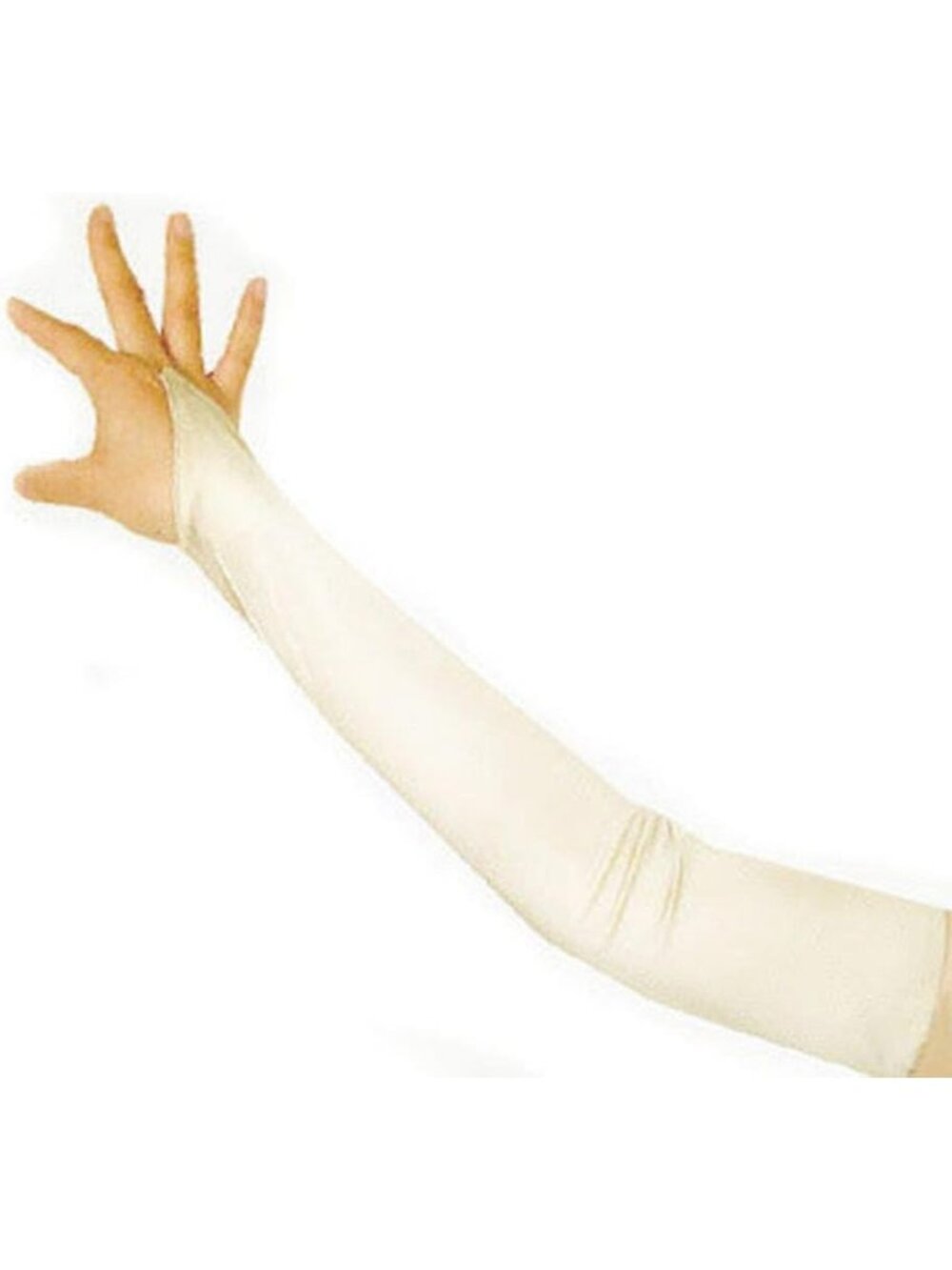 Women's Ivory Over The Elbow Fingerless 23" Long Bridal Long Satin Gloves